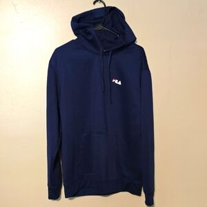 FILA Hoodie Sweatshirt Mens Size‎ L Medium Navy Blue Pullover Kangaroo Pocket
